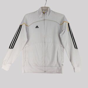 Adidas Mens Climalite Predator White/Yellow Full-Zip Jacket With Striped Sleeves